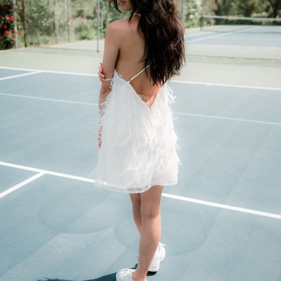 Elliatt Ivory Feathered Dress - Picture 2 of 7